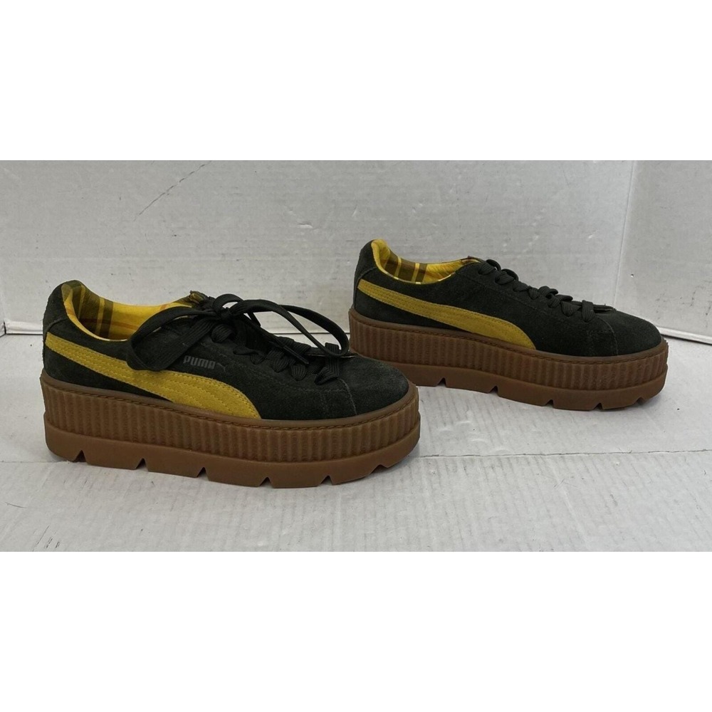 RARE Platform Creepers Suede Green Yellow Women's Shoe 9 Y2K